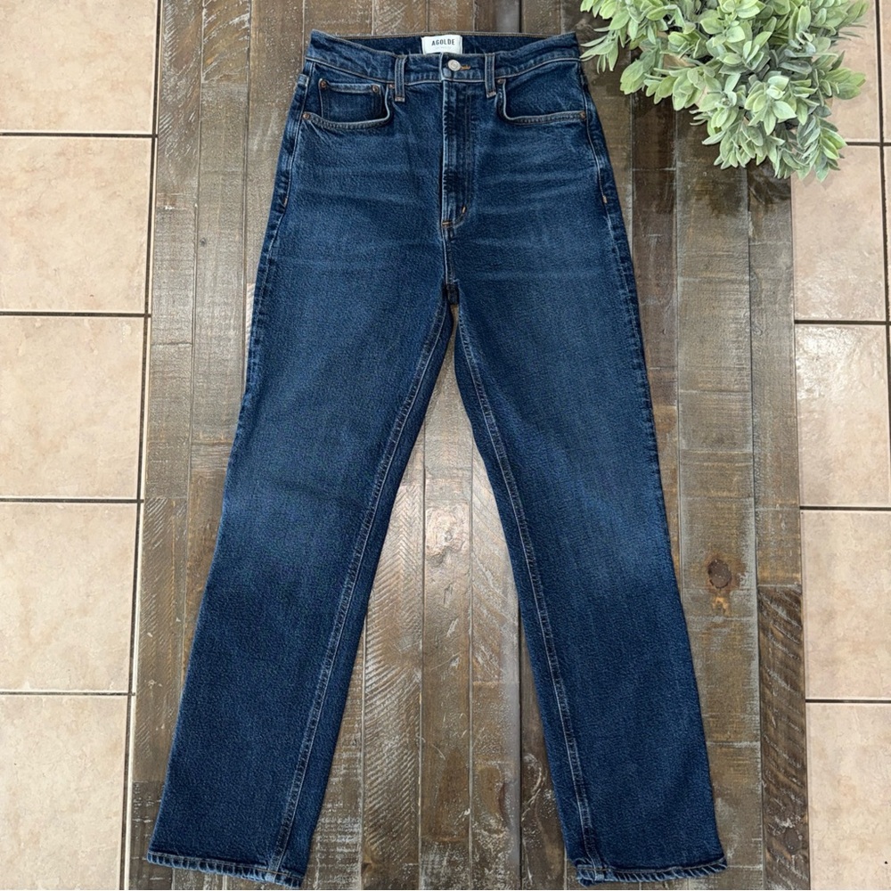 Agolde Dark Blue Stovepipe Leg Jeans